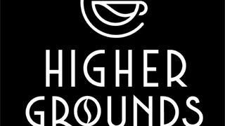 Higher Grounds Coffee logo with white text on black background